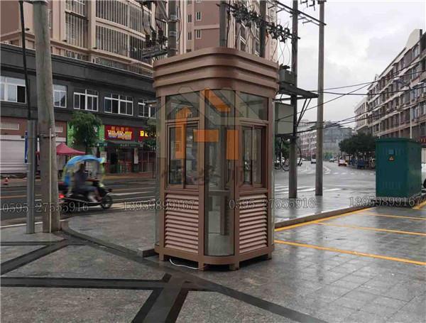 九江门卫保安岗亭图片款式金属雕花板岗亭设计制作